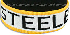 Steelers THE-BUTTON Knit Beanie Hat by Michell and Ness - 3rd View