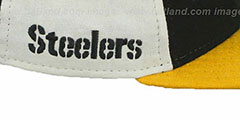 Steelers TRIPLE MELTON STRAPBACK Black-White-Gold Hat by New Era - 3rd View