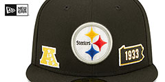 Steelers TRIPLE THREAT IDENTITY Black Fitted Hat by New Era - 3rd View