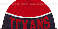 Texans 2015 STADIUM Navy-Red Knit Beanie Hat by New Era - 3rd View