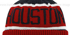 Texans THE-CALGARY Red-Navy Knit Beanie Hat by Twins 47 Brand - 3rd View