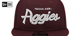 Texas A and M TEAM-SCRIPT SNAPBACK Maroon Hat by New Era - 3rd View