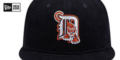 Tigers OLD SCHOOL CORDUROY SIDE-PATCH Navy Fitted Hat by New Era - 3rd View