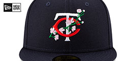 Twins LOGO BLOOM SIDE-PATCH Navy-Pink Fitted Hat by New Era - 3rd View