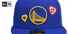 Warriors CHAIN STITCH HEARTS Royal Fitted Hat by New Era - 3rd View