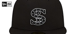 White Sox BATTING PRACTICE TRUCKER Black-White Fitted Hat by New Era - 3rd View