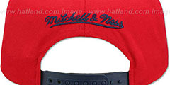 Wizards XL RUBBER WELD SNAPBACK Red-Navy Adjustable Hat by Mitchell and Ness - 3rd View