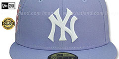 Yankees 75TH WORLD SERIES PINK-BOTTOM Lavender Fitted Hat by New Era - 3rd View