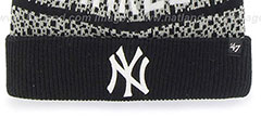 Yankees BEDROCK Black-Grey Knit Beanie Hat by Twins 47 Brand - 3rd View