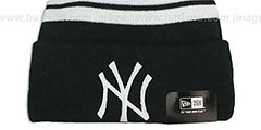 Yankees BIG-SCREEN Black-White Knit Beanie Hat by New Era - 3rd View