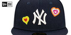 Yankees CHAIN STITCH HEARTS Navy Fitted Hat by New Era - 3rd View