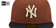 Yankees HARVEST SIDE-PATCH Brown-Navy Fitted Hat by New Era - 3rd View