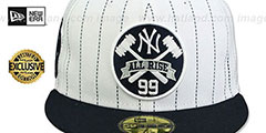 Yankees JUDGE PINSTRIPE ALL RISE FRONT White-Navy Fitted Hat by New Era - 3rd View