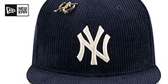 Yankees LETTERMAN PIN CORDUROY Navy Fitted Hat by New Era - 3rd View