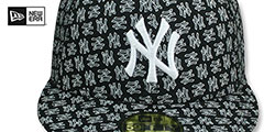 Yankees NY ALL-OVER FLOCKING Black-White Fitted Hat by New Era - 3rd View