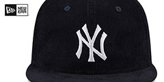 Yankees OLD SCHOOL CORDUROY SIDE-PATCH Navy Fitted Hat by New Era - 3rd View