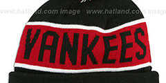 Yankees THE-COACH Black-Red Knit Beanie Hat by New Era - 3rd View