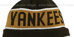 Yankees THE-COACH Brown-Wheat Knit Beanie Hat by New Era - 3rd View