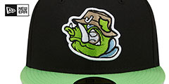 Yard Goats THEME NIGHT Black-Lime Fitted Hat by New Era - 3rd View