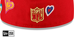 49ers CHAIN STITCH HEARTS Red Fitted Hat by New Era - 4th View