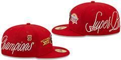 49ers HISTORIC CHAMPIONS Red Fitted Hat by New Era - 4th View