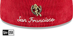 49ers LETTERMAN PIN CORDUROY Red Fitted Hat by New Era - 4th View