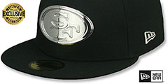 49ers SILVER METAL-BADGE Black Fitted Hat by New Era - 4th View