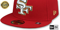 49ers THROWBACK NFL LIGATURE Red Fitted Hat by New Era - 4th View