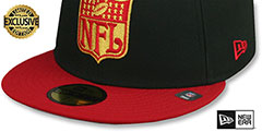 49ers THROWBACK NFL SHIELD-BASIC Black-Red Fitted Hat by New Era - 4th View