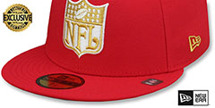 49ers THROWBACK NFL SHIELD-BASIC Red Fitted Hat by New Era - 4th View