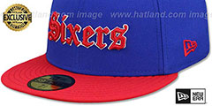 76ers GOTHIC TEAM-BASIC Royal-Red Fitted Hat by New Era - 4th View