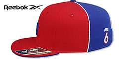 76ers JULIUS ERVING SWINGMAN Red-Royal Fitted Hat by Reebok - 4th View