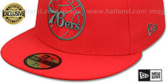 76ers NBA TEAM-BASIC Fire Red-Charcoal Fitted Hat by New Era - 4th View