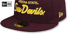 Arizona State NCAA TEAM-SCRIPT Maroon Fitted Hat by New Era - 4th View