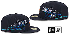 Astros TONAL WAVE Navy Fitted Hat by New Era - 4th View