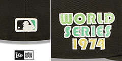 Athletics 1974 WS CITRUS POP Black-Green Fitted Hat by New Era - 4th View