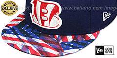 Bengals USA WAVING-FLAG Navy Fitted Hat by New Era - 4th View