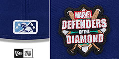 Bisons MILB MARVEL DEFENDERS SIDE-PATCH Royal-Sky Fitted Hat by New Era - 4th View