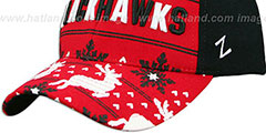 Blackhawks UGLY SWEATER FLEX Black-Red Hat by Zephyr - 4th View