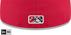 Blue Wahoos MILB MARVEL DEFENDERS Pink-Navy Fitted Hat by New Era - 4th View