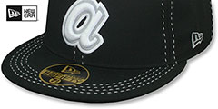 Braves COOPERSTOWN BLACK PURSE STITCH Fitted Hat by New Era - 4th View