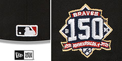 Braves METALLIC LOGO SIDE-PATCH Black Fitted Hat by New Era - 4th View