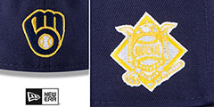 Brewers LOGO BLOOM SIDE-PATCH Navy-Yellow Fitted Hat by New Era - 4th View