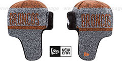 Broncos FROSTWORK TRAPPER Orange Knit Hat by New Era - 4th View