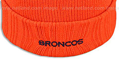 Broncos SUPER BOWL PATCHES Orange Knit Beanie Hat by New Era - 4th View