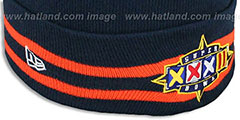 Broncos SUPER BOWL XXXII Navy Knit Beanie Hat by New Era - 4th View