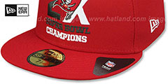 Buccaneers 2X SUPER BOWL CHAMPIONS Red Fitted Hat by New Era - 4th View