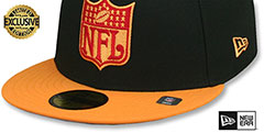 Buccaneers THROWBACK NFL SHIELD-BASIC Black-Orange Fitted Hat by New Era - 4th View