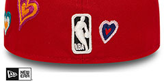 Bulls CHAIN STITCH HEARTS Red Fitted Hat by New Era - 4th View