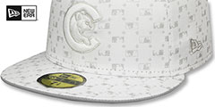 Cubs ALT MLB FLOCKING White-Grey Fitted Hat by New Era - 4th View